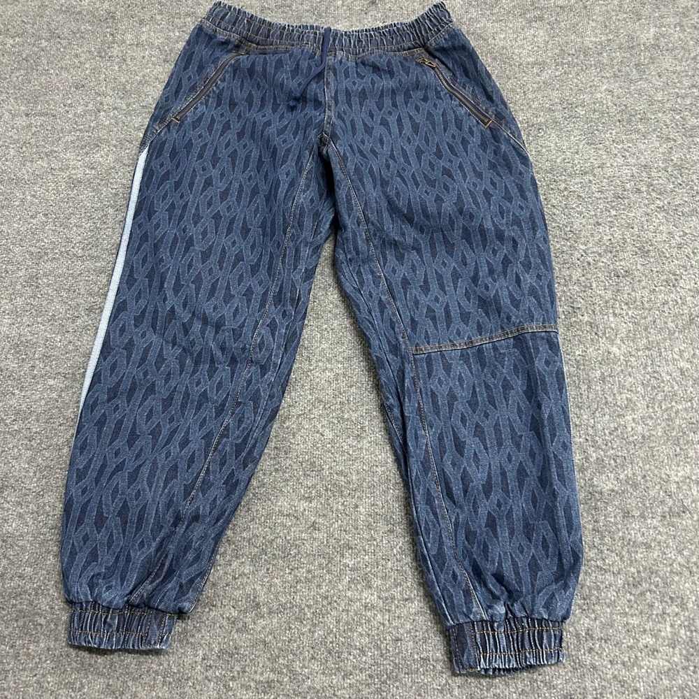 Adidas Joggers Womens Size S Blue Denim Monogram Ivy Park Elastic Cuff Pockets